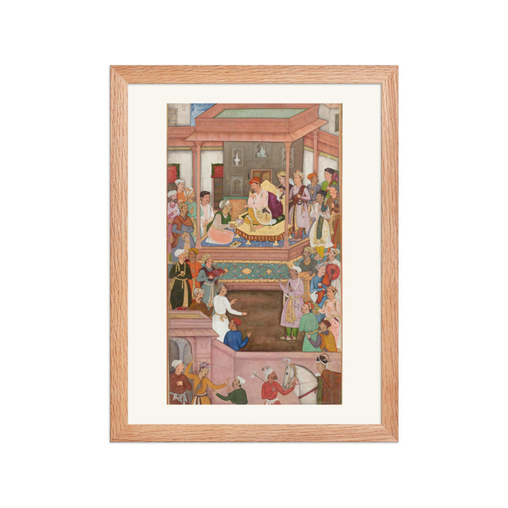 Akbar Receiving Asaf Khan at Jaunpur, Attributed to Manohar – Restored Mughal Wall Art — view 2