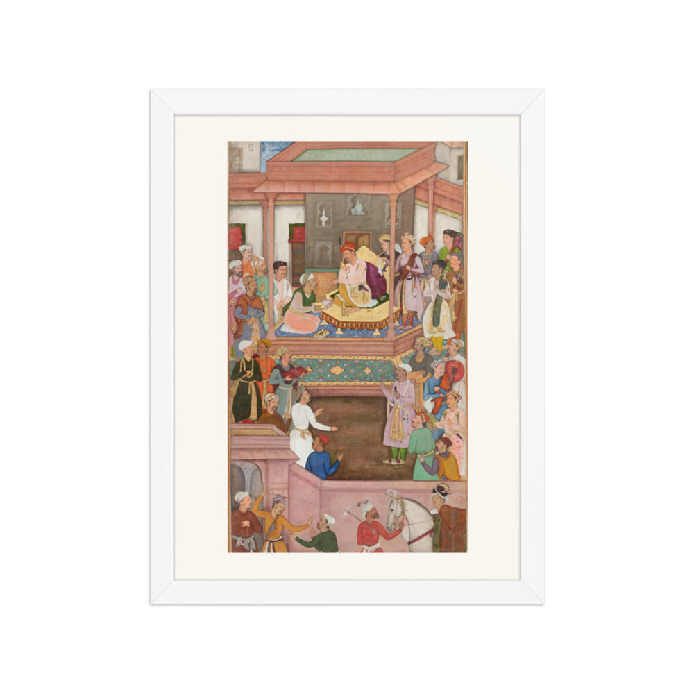 Akbar Receiving Asaf Khan at Jaunpur, Attributed to Manohar – Restored Mughal Wall Art — view 3