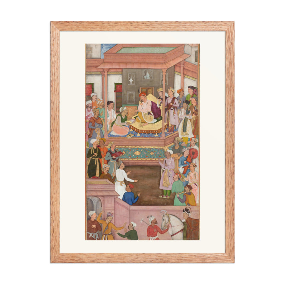 Akbar Receiving Asaf Khan at Jaunpur, Attributed to Manohar – Restored Mughal Wall Art — view 5