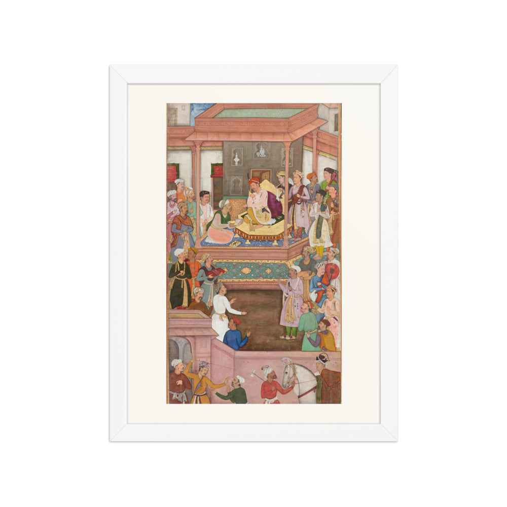 Akbar Receiving Asaf Khan at Jaunpur, Attributed to Manohar, Chester Beatty Akbarnama – Restored Mughal Wall Art — view 6