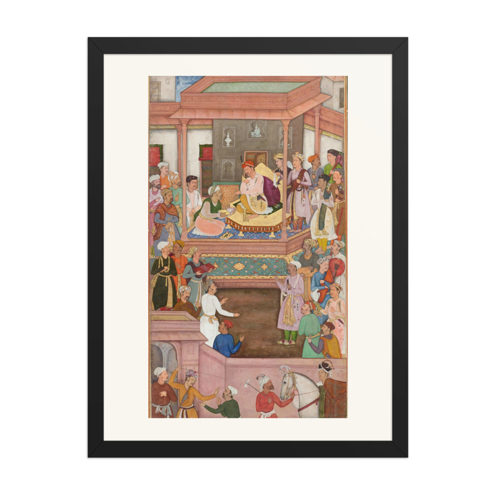 Akbar Receiving Asaf Khan at Jaunpur, Attributed to Manohar, Chester Beatty Akbarnama – Restored Mughal Wall Art — view 1