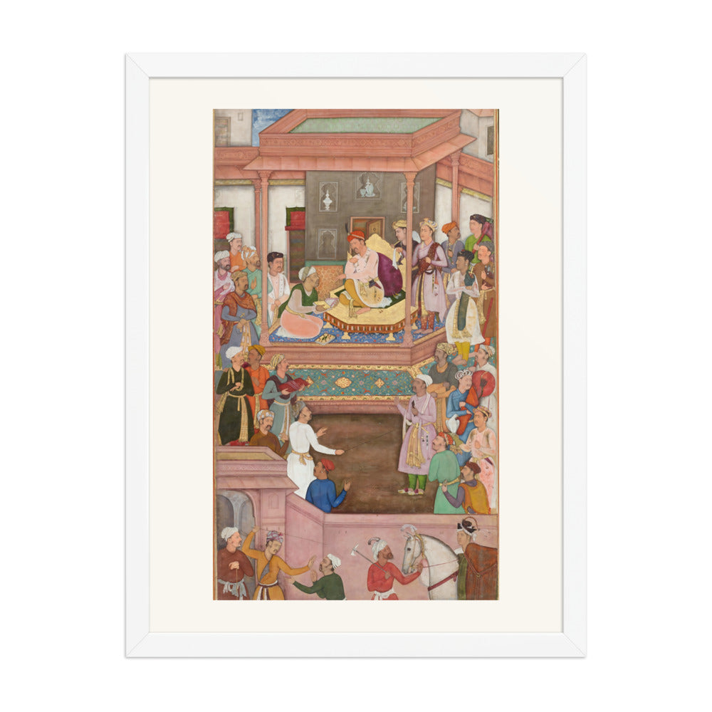Akbar Receiving Asaf Khan at Jaunpur, Attributed to Manohar, Chester Beatty Akbarnama – Restored Mughal Wall Art — view 3