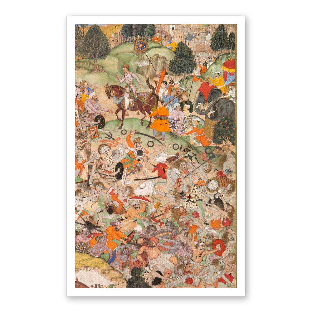 Battle at Thaneshwar — Cavalry Charge | Akbarnama Folio | Restored Mughal Wall Art — view 7
