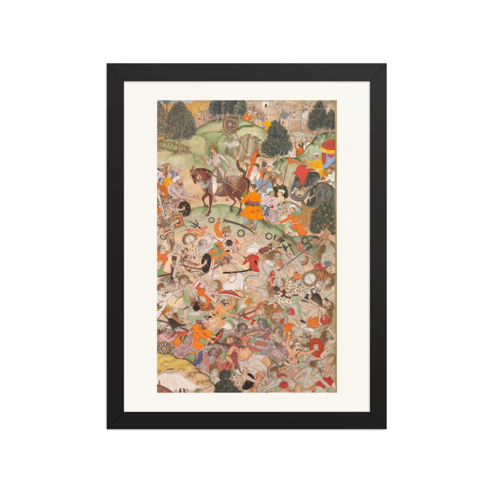Battle at Thaneshwar — Cavalry Charge | Akbarnama Folio | Restored Mughal Wall Art — view 1