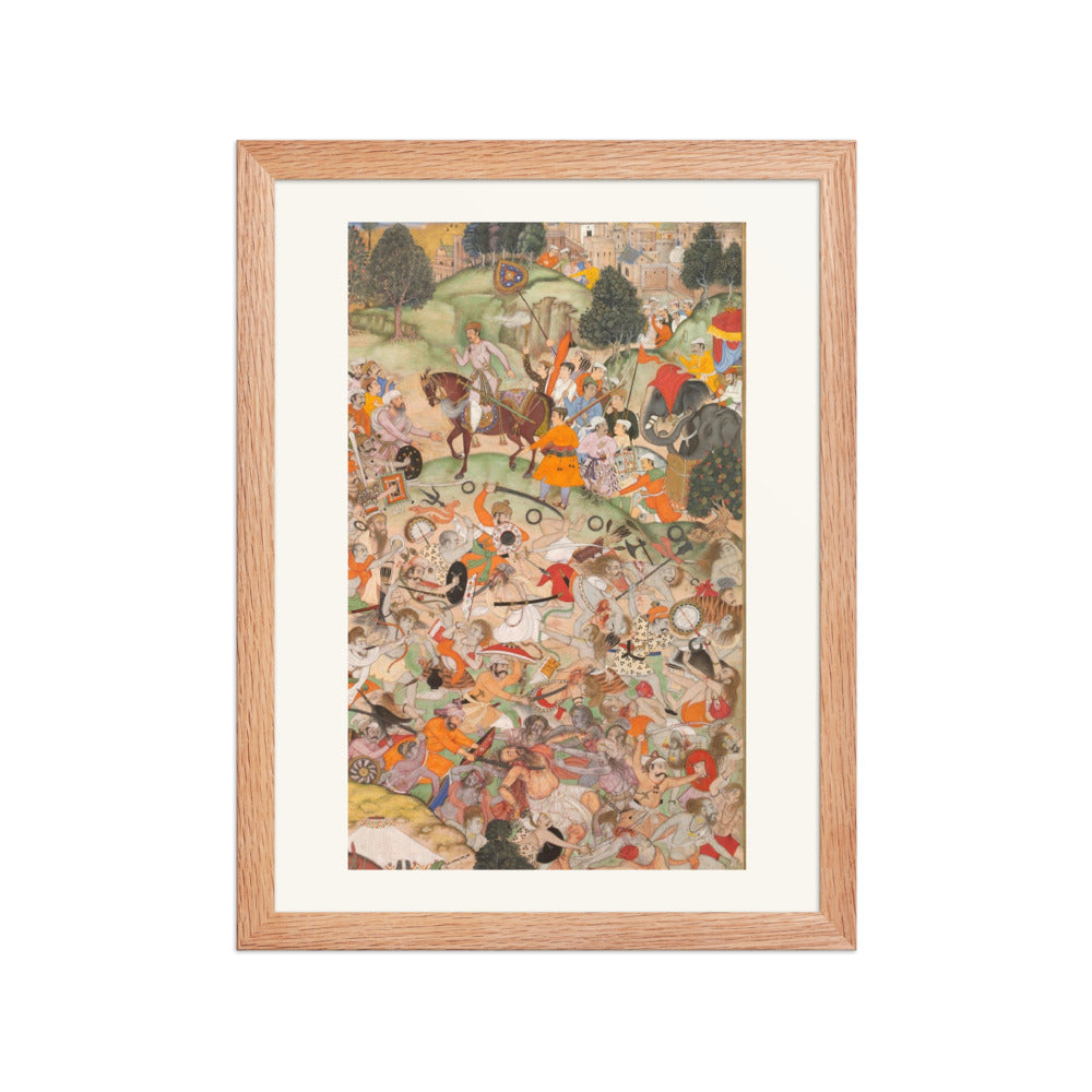Battle at Thaneshwar — Cavalry Charge | Akbarnama Folio | Restored Mughal Wall Art — view 2