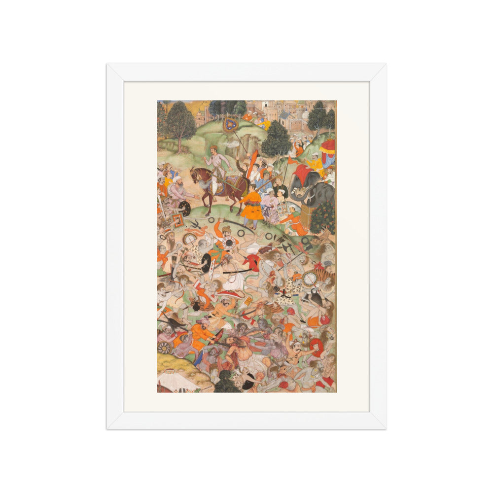 Battle at Thaneshwar — Cavalry Charge | Akbarnama Folio | Restored Mughal Wall Art — view 3
