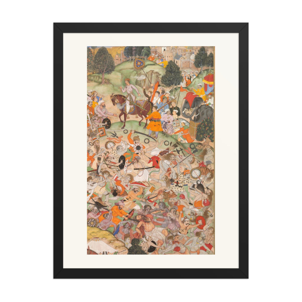 Battle at Thaneshwar — Cavalry Charge | Akbarnama Folio | Restored Mughal Wall Art — view 4