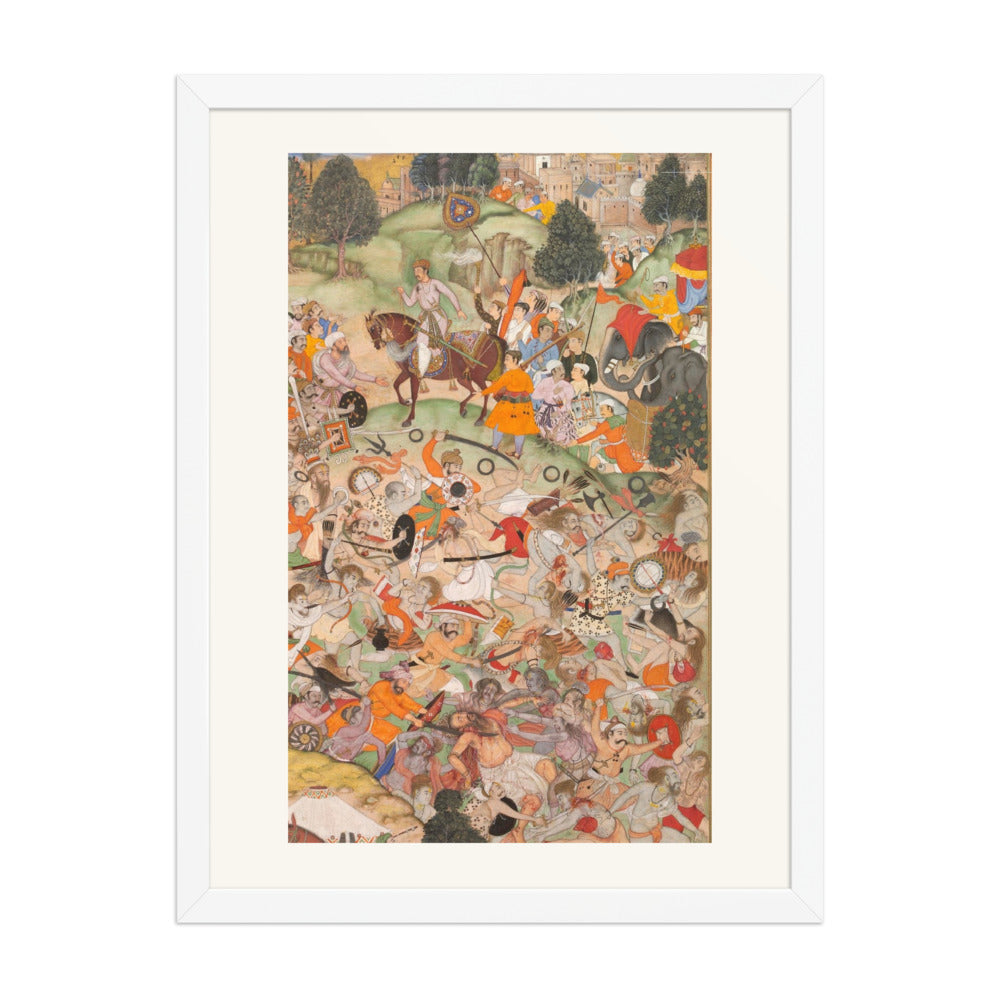 Battle at Thaneshwar — Cavalry Charge | Akbarnama Folio | Restored Mughal Wall Art — view 6