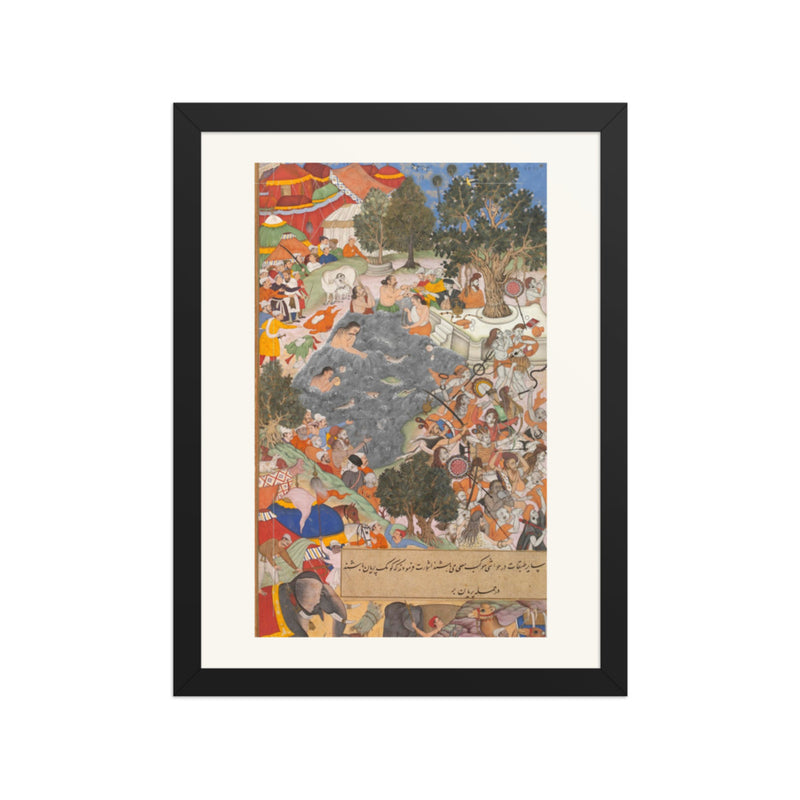 Battle at Thaneshwar — Encampment Scene | Akbarnama Folio | Restored Mughal Wall Art