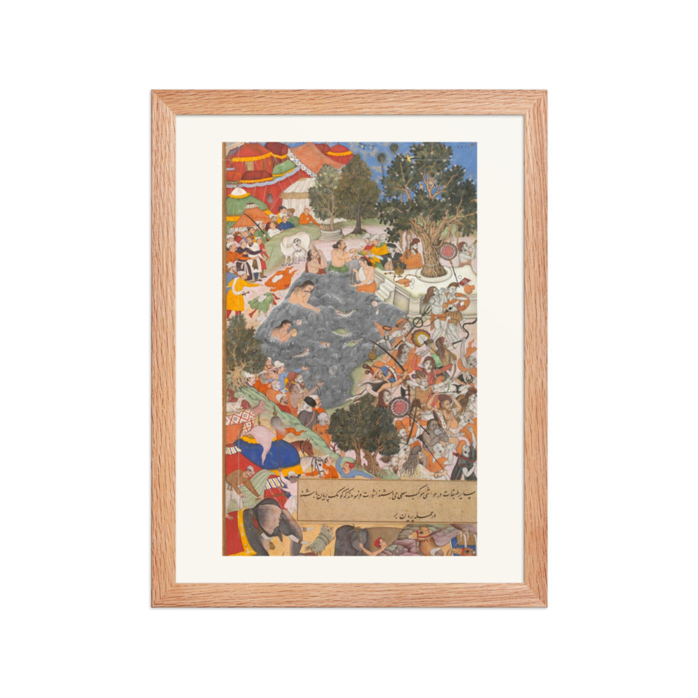 Battle at Thaneshwar — Encampment Scene | Akbarnama Folio | Restored Mughal Wall Art — view 2