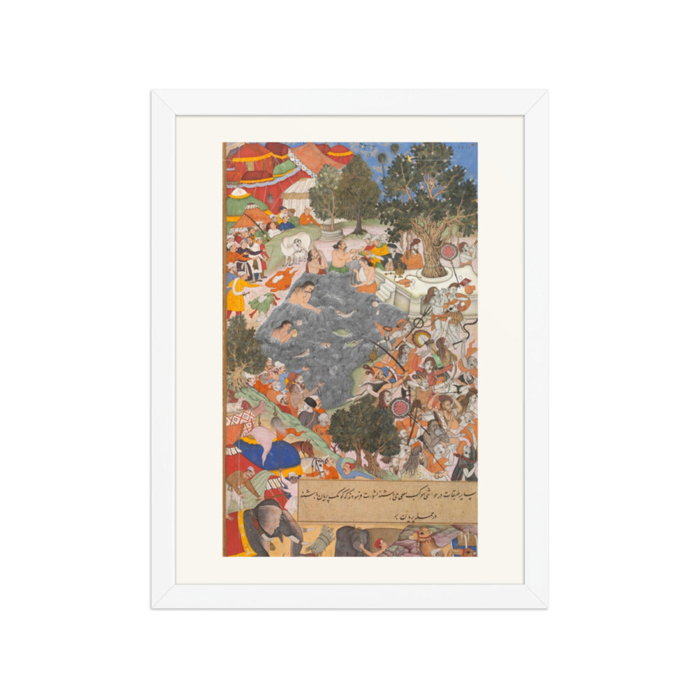 Battle at Thaneshwar — Encampment Scene | Akbarnama Folio | Restored Mughal Wall Art — view 3