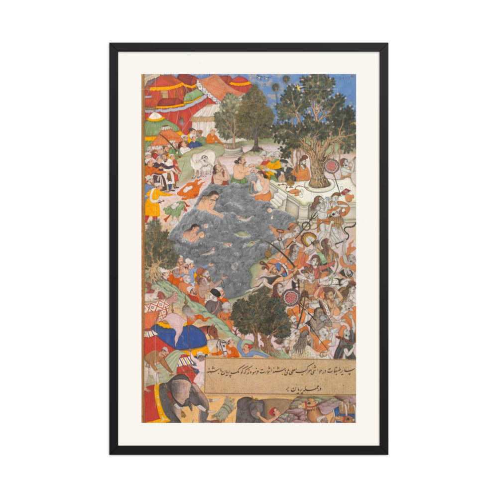 Battle at Thaneshwar — Encampment Scene | Akbarnama Folio | Restored Mughal Wall Art — view 7