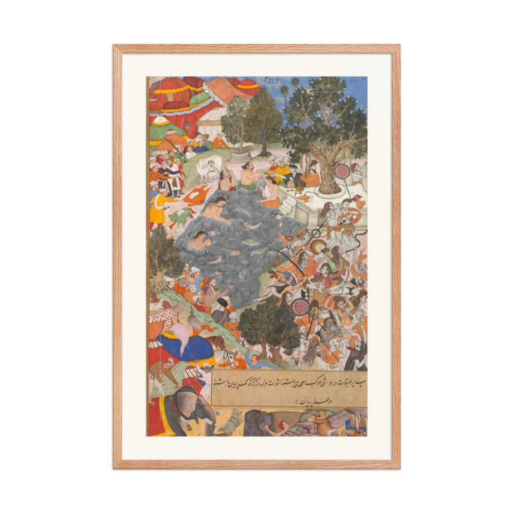Battle at Thaneshwar — Encampment Scene | Akbarnama Folio | Restored Mughal Wall Art — view 8