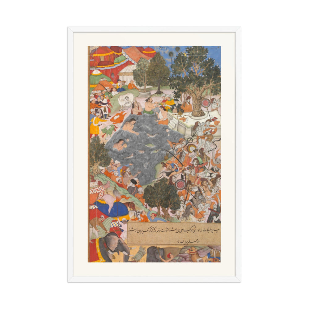 Battle at Thaneshwar — Encampment Scene | Akbarnama Folio | Restored Mughal Wall Art — view 9