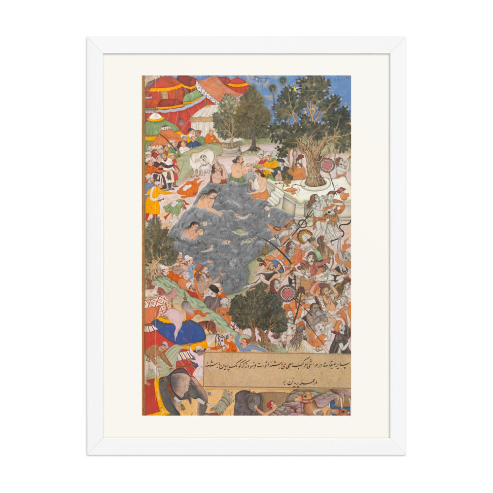 Battle at Thaneshwar — Encampment Scene | Akbarnama Folio | Restored Mughal Wall Art — view 3