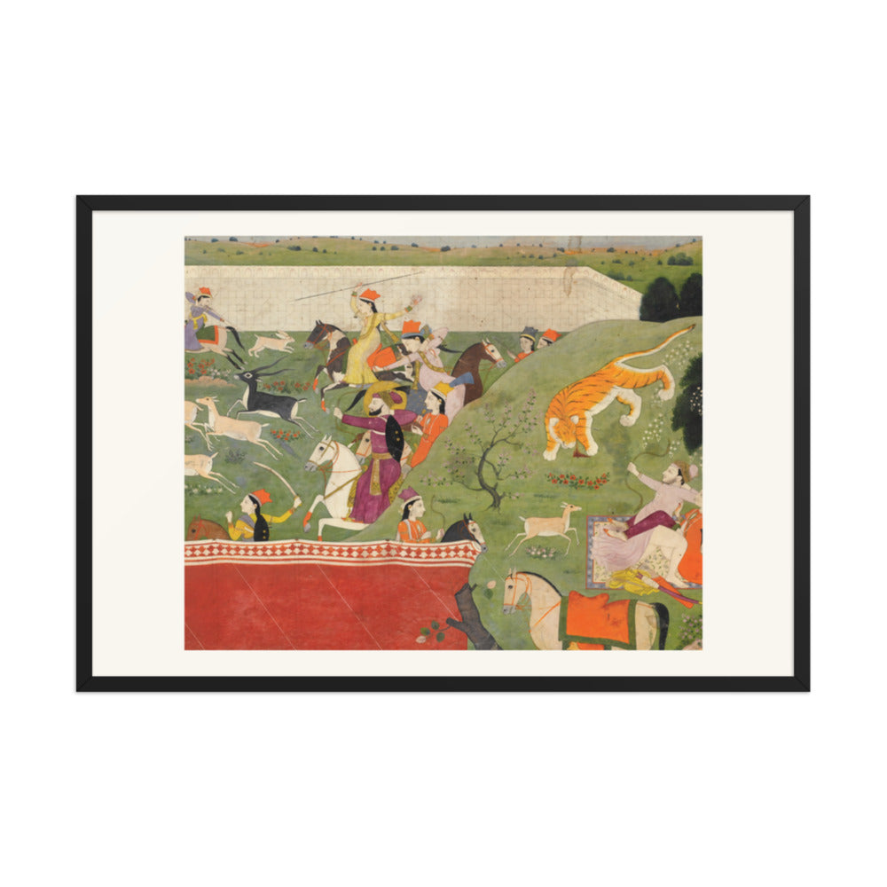 Ala-uddin and Mahima Hunting | Restored Mughal Wall Art — view 8