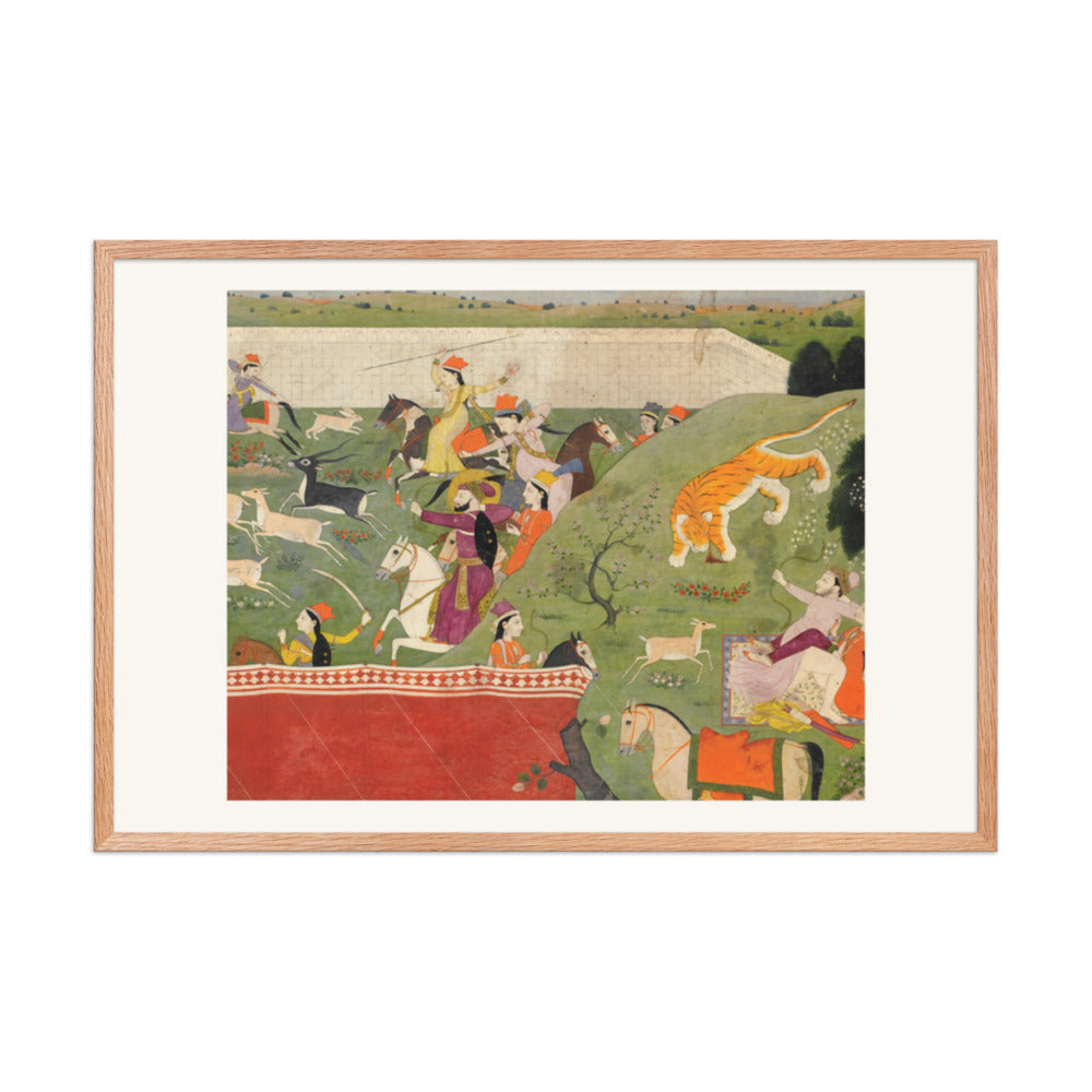 Ala-uddin and Mahima Hunting | Restored Mughal Wall Art — view 9