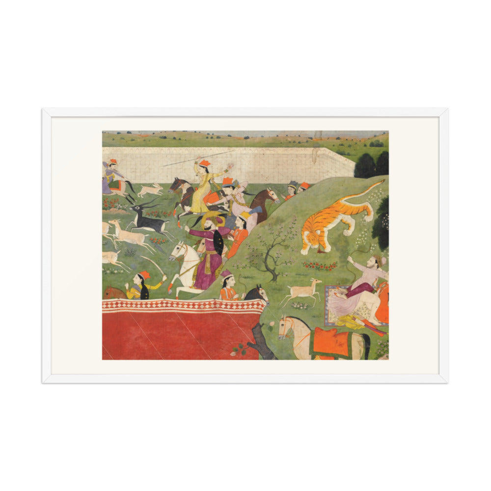 Ala-uddin and Mahima Hunting | Restored Mughal Wall Art — view 10