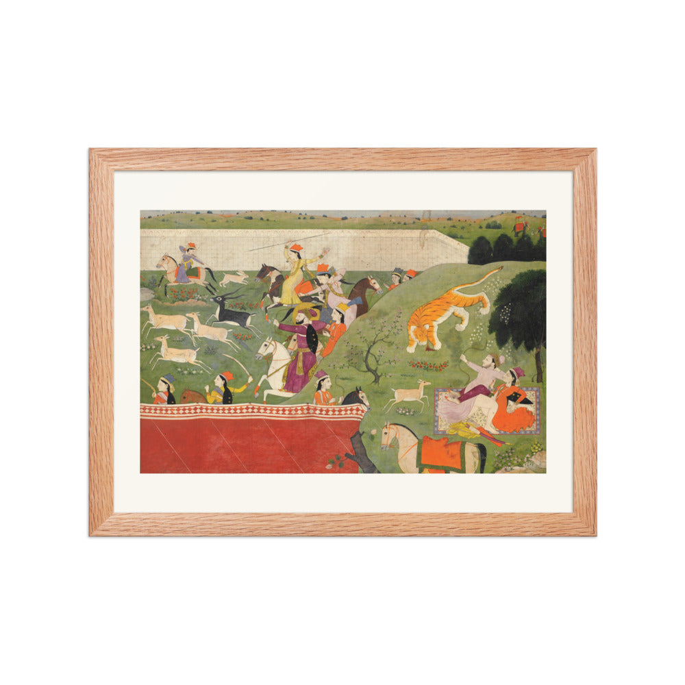Ala-uddin and Mahima Hunting | Restored Mughal Wall Art — view 4