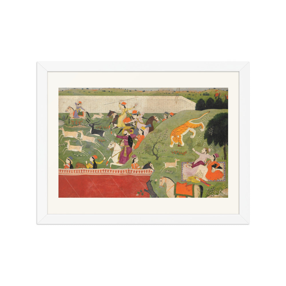 Ala-uddin and Mahima Hunting | Restored Mughal Wall Art — view 6