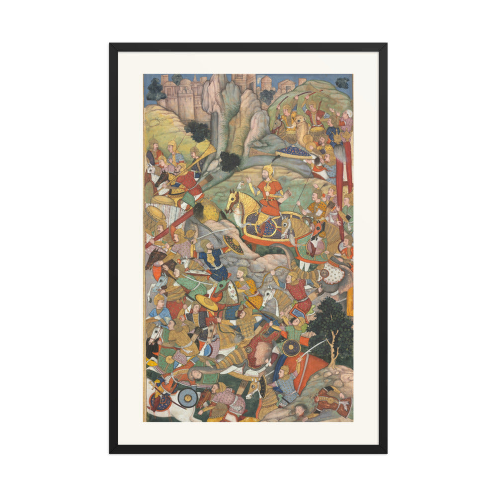 Humayun Defeating the Afghans Before Reconquering India — Akbarnama Folio, circa 1590 — Restored Mughal Wall Art — view 7