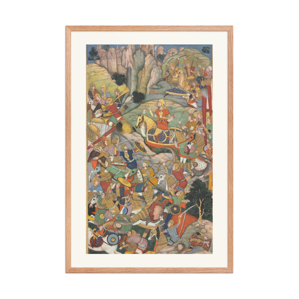 Humayun Defeating the Afghans Before Reconquering India — Akbarnama Folio, circa 1590 — Restored Mughal Wall Art — view 8