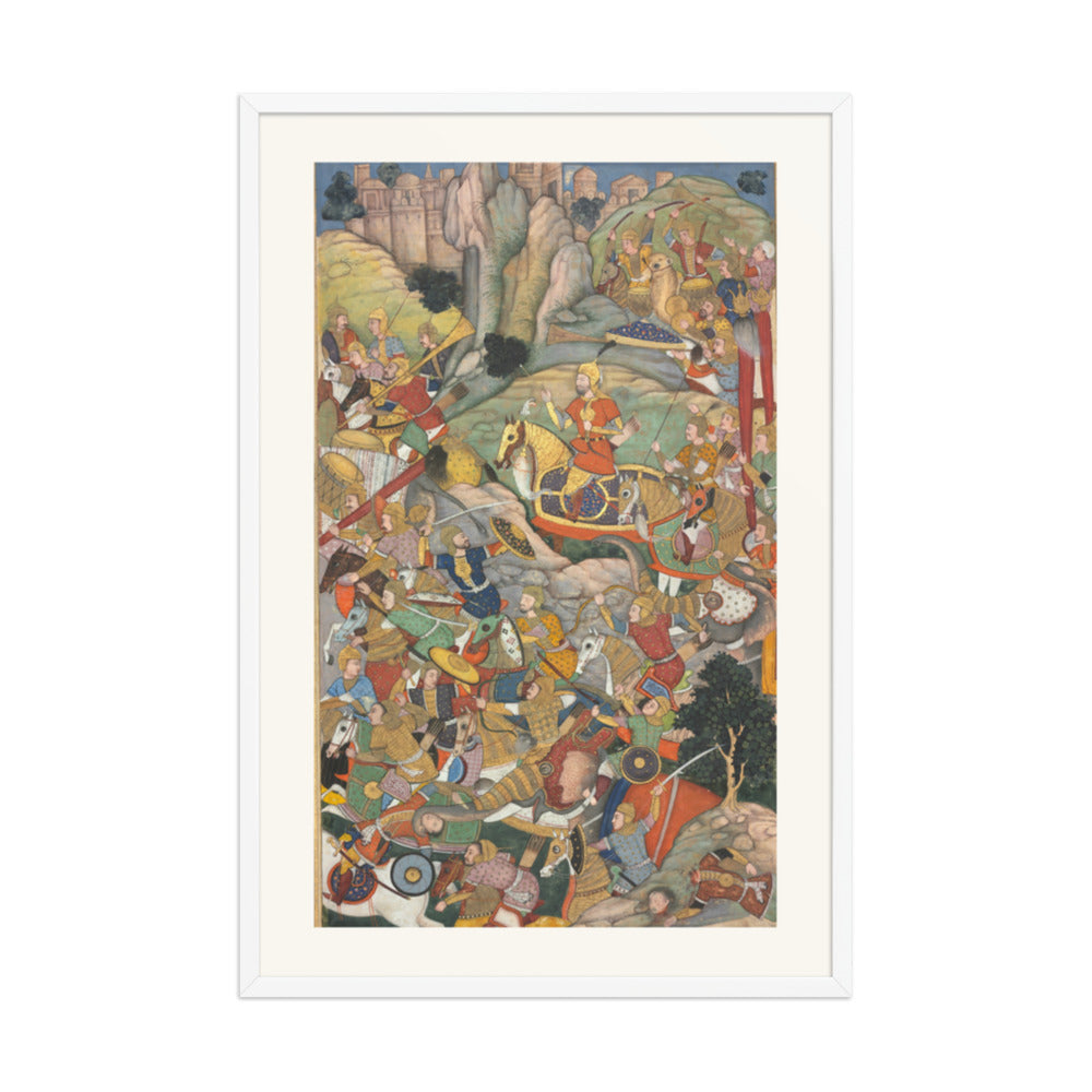 Humayun Defeating the Afghans Before Reconquering India — Akbarnama Folio, circa 1590 — Restored Mughal Wall Art — view 9