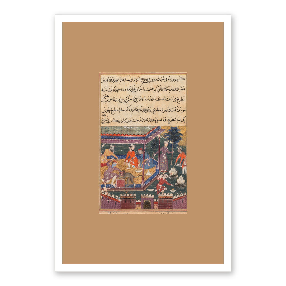 The Monkey Bites the Prince at Chess — Dasavanta, Tutinama (Fifth Night) | Restored Mughal Wall Art — view 7