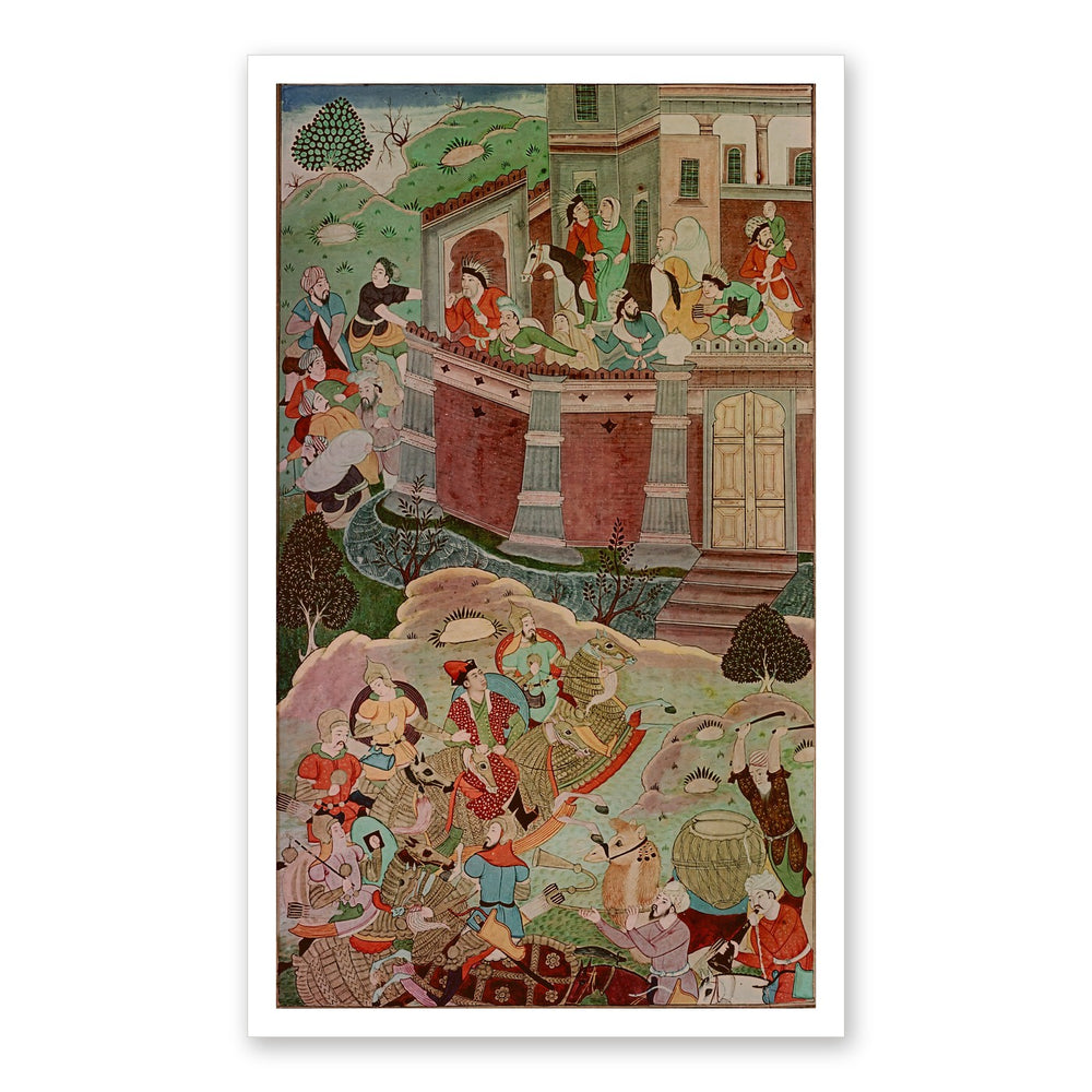 Arik Buka Defeats Alghu — Jami al-Tavarikh | Restored Mughal Wall Art — view 7