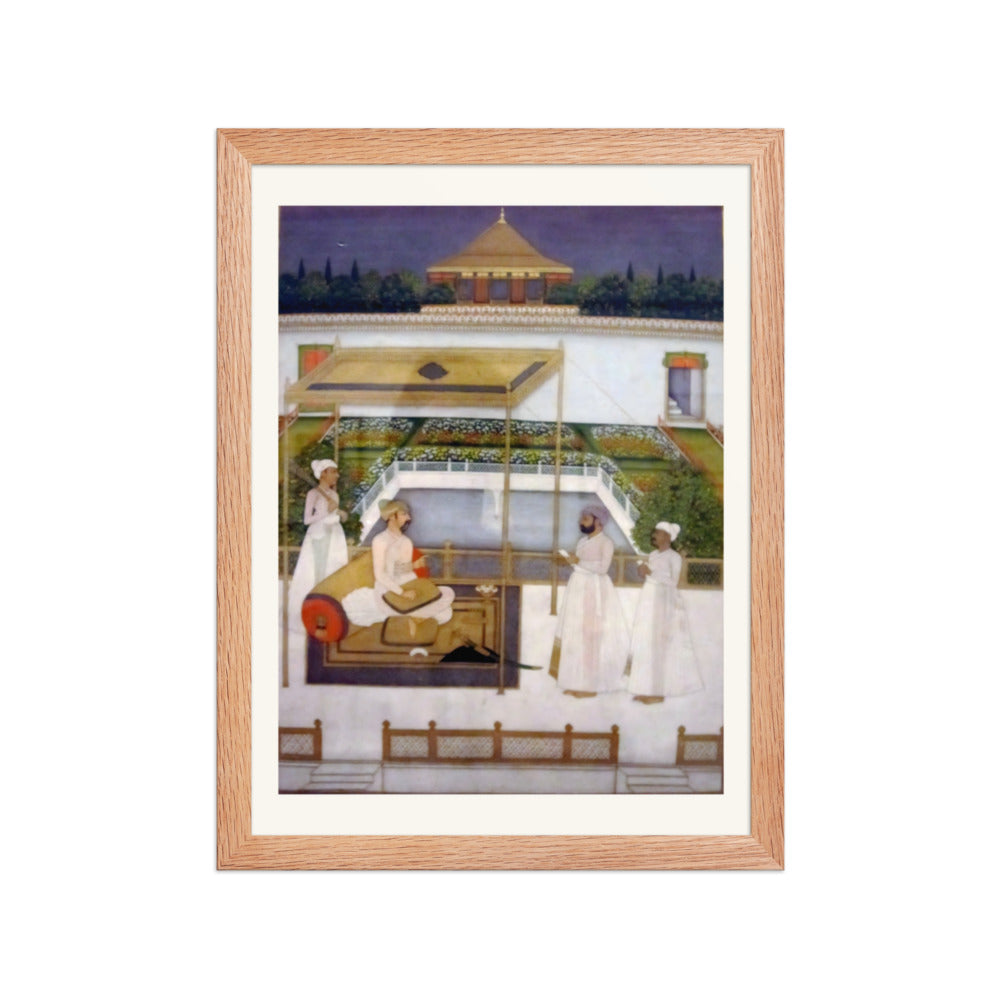 Nawab Asaf-ud-Daula in a Garden Pavilion, Awadh School circa 1750-1800 — Restored Mughal Wall Art — view 2