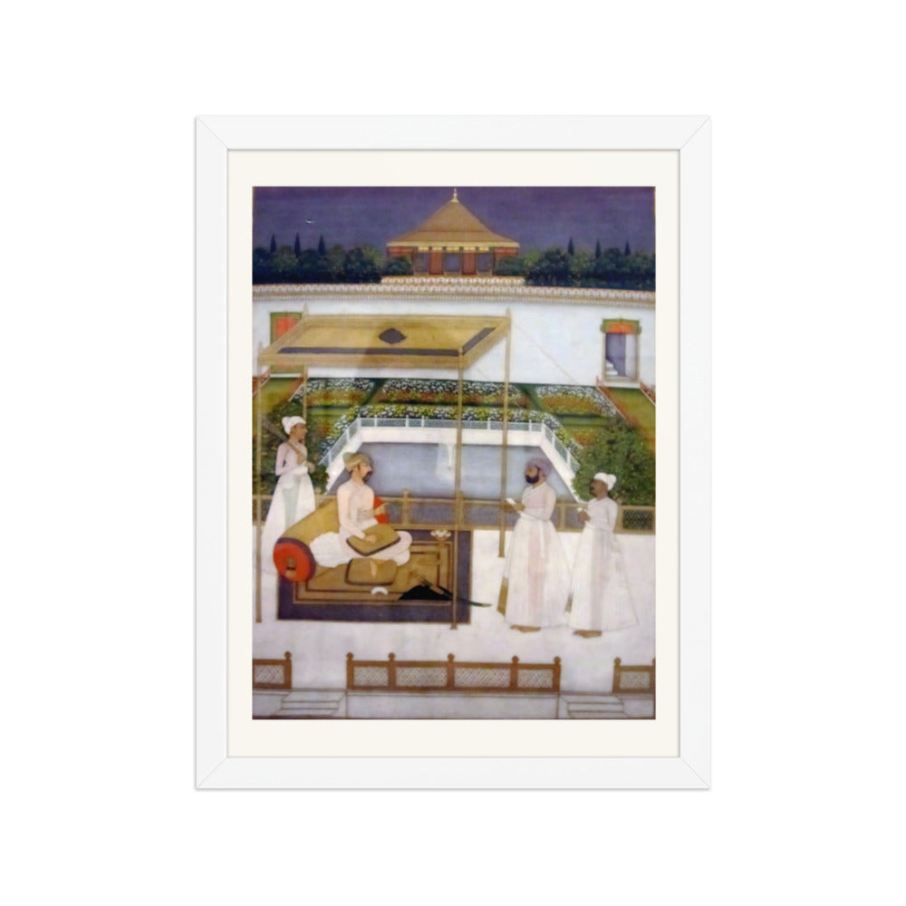 Nawab Asaf-ud-Daula in a Garden Pavilion, Awadh School circa 1750-1800 — Restored Mughal Wall Art — view 3