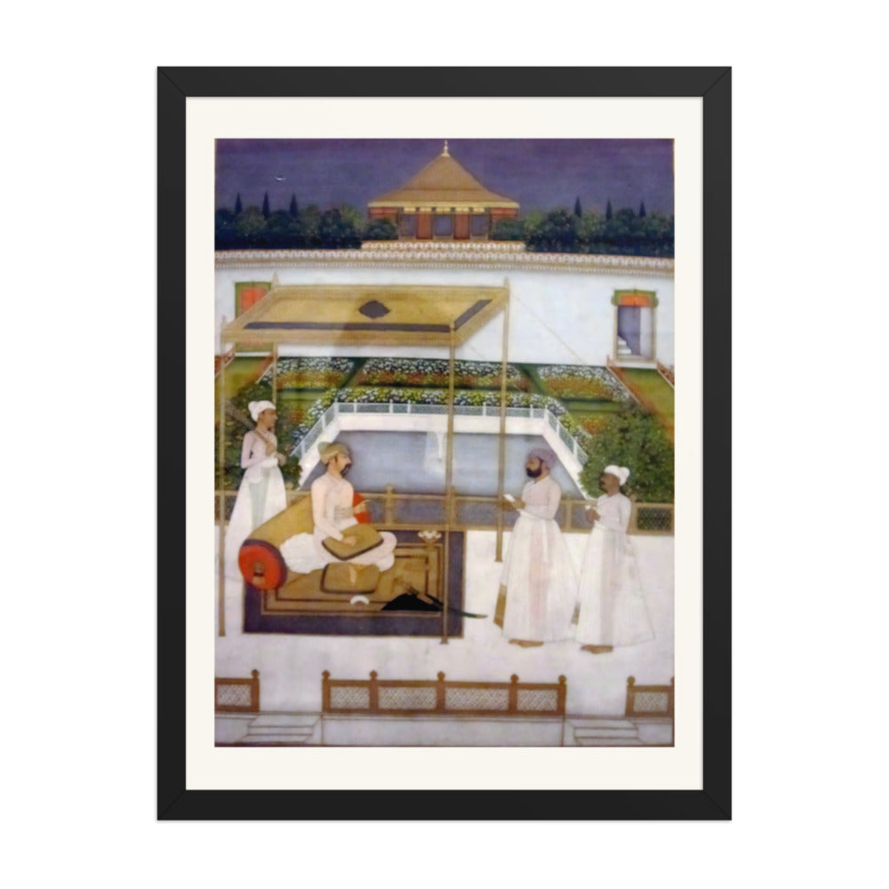 Nawab Asaf-ud-Daula in a Garden Pavilion, Awadh School circa 1750-1800 — Restored Mughal Wall Art — view 4