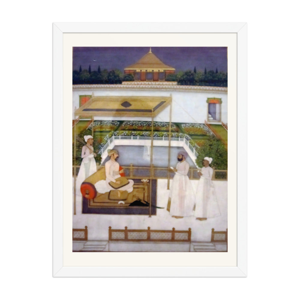 Nawab Asaf-ud-Daula in a Garden Pavilion, Awadh School circa 1750-1800 — Restored Mughal Wall Art — view 6