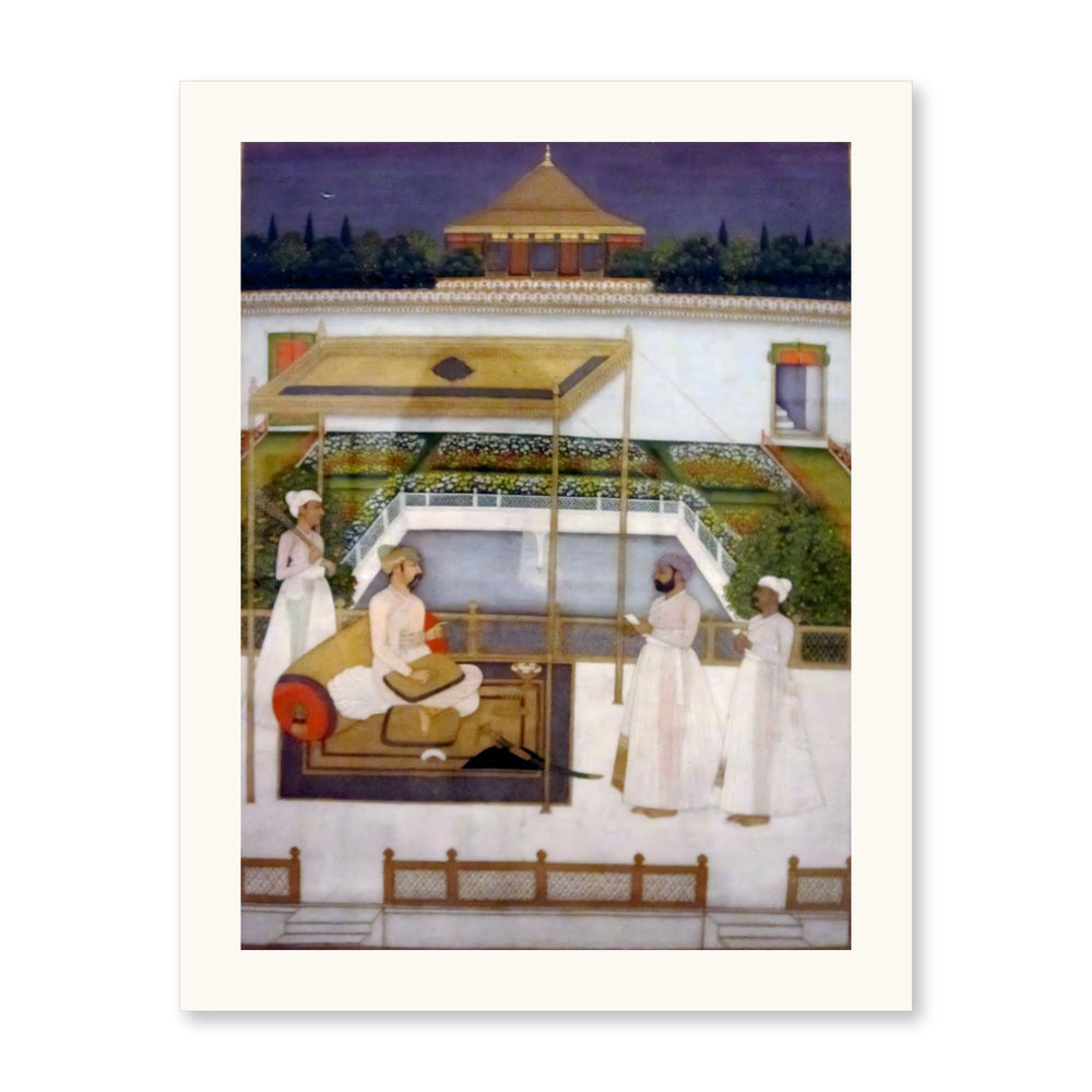 Nawab Asaf-ud-Daula in a Garden Pavilion, Awadh School circa 1750-1800 — Restored Mughal Wall Art — view 7