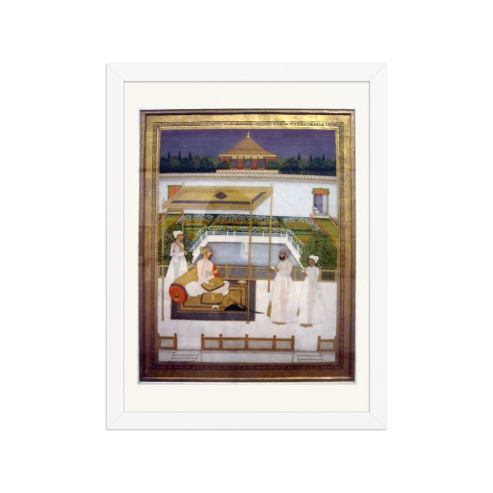 Nawab Asaf-ud-Daula in a Garden Pavilion, Awadh School circa 1750-1800 — Restored Mughal Wall Art — view 6