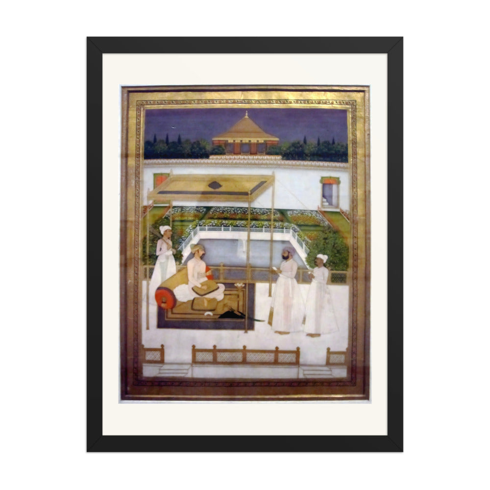 Nawab Asaf-ud-Daula in a Garden Pavilion, Awadh School circa 1750-1800 — Restored Mughal Wall Art — view 1