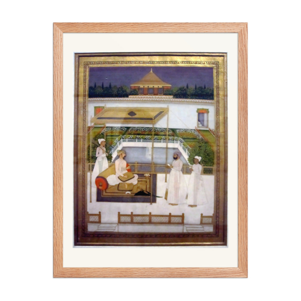 Nawab Asaf-ud-Daula in a Garden Pavilion, Awadh School circa 1750-1800 — Restored Mughal Wall Art — view 2