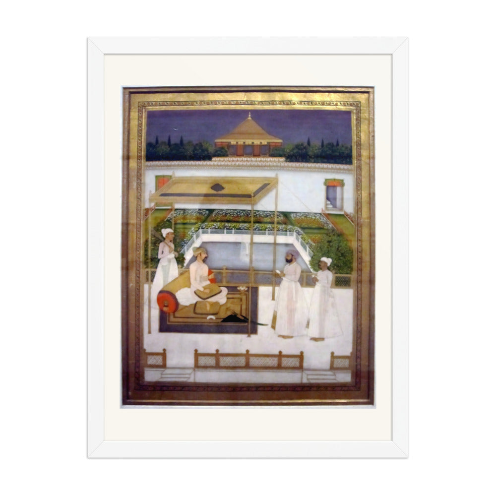 Nawab Asaf-ud-Daula in a Garden Pavilion, Awadh School circa 1750-1800 — Restored Mughal Wall Art — view 3