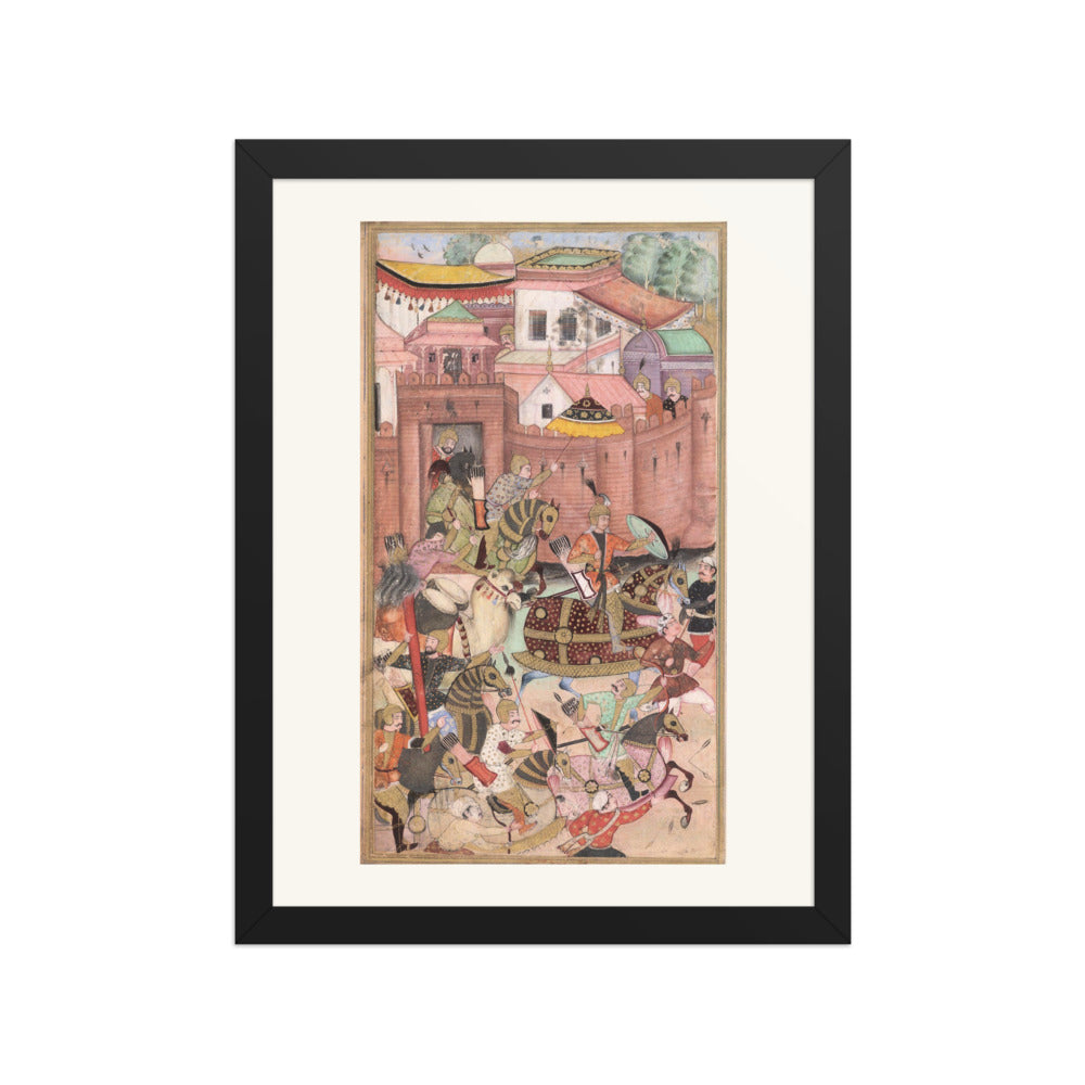 Babur Emerges from Khwaja Didar Fort – Imperial Baburnama Manuscript, c.1590 – Restored Mughal Wall Art — view 2