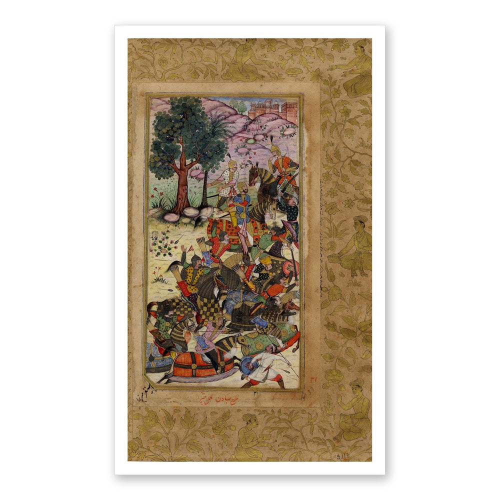 Babur Drives the Uzbeks Toward Samarkand | Restored Mughal Wall Art — view 7
