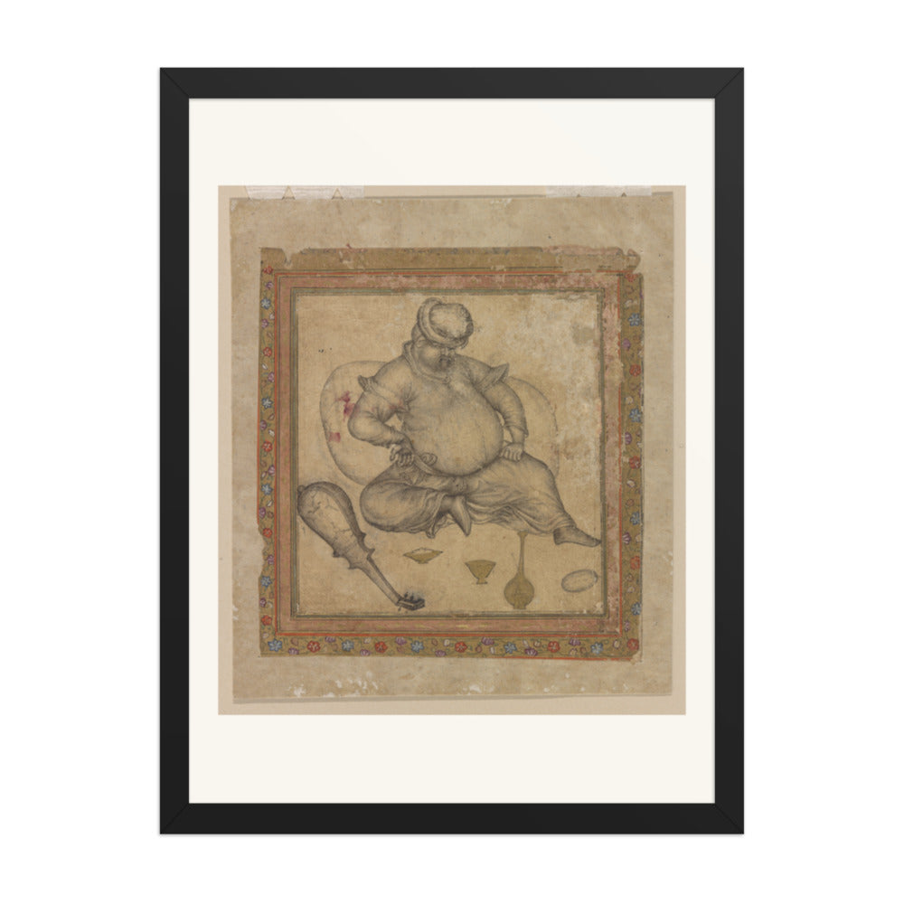 A Seated European, by Basawan | Restored Mughal Wall Art — view 1