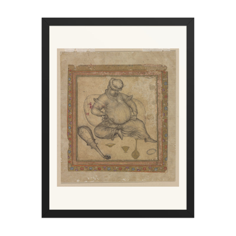 A Seated European, by Basawan | Restored Mughal Wall Art