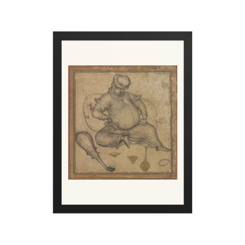 A Seated European, by Basawan | Restored Mughal Wall Art