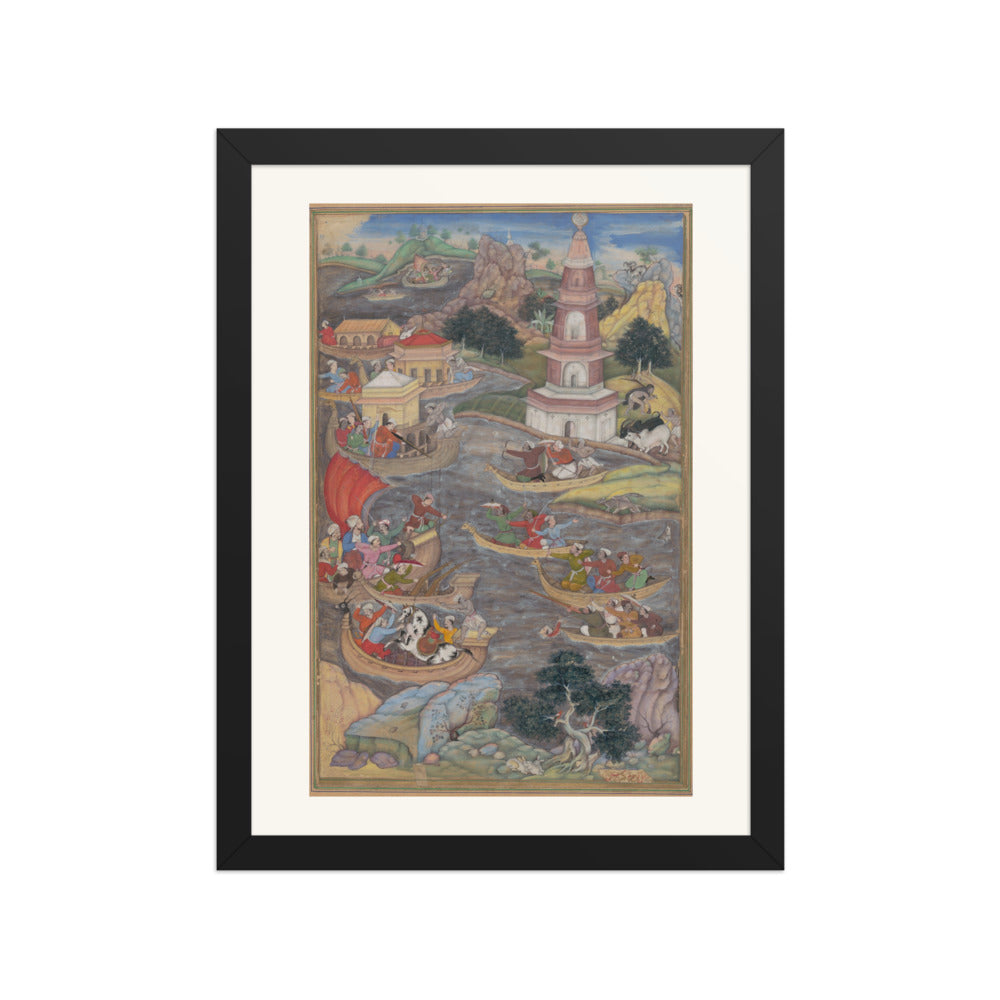 Alexander Fights a Sea Battle by Dharmadas, from Akbar's Khamsa of Amir Khusrau – Restored Mughal Wall Art — view 4
