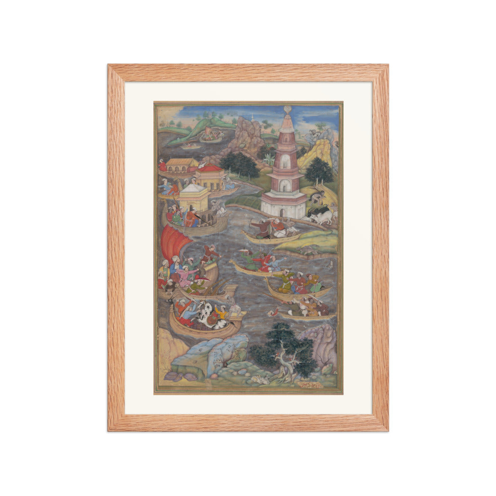 Alexander Fights a Sea Battle by Dharmadas, from Akbar's Khamsa of Amir Khusrau – Restored Mughal Wall Art — view 5