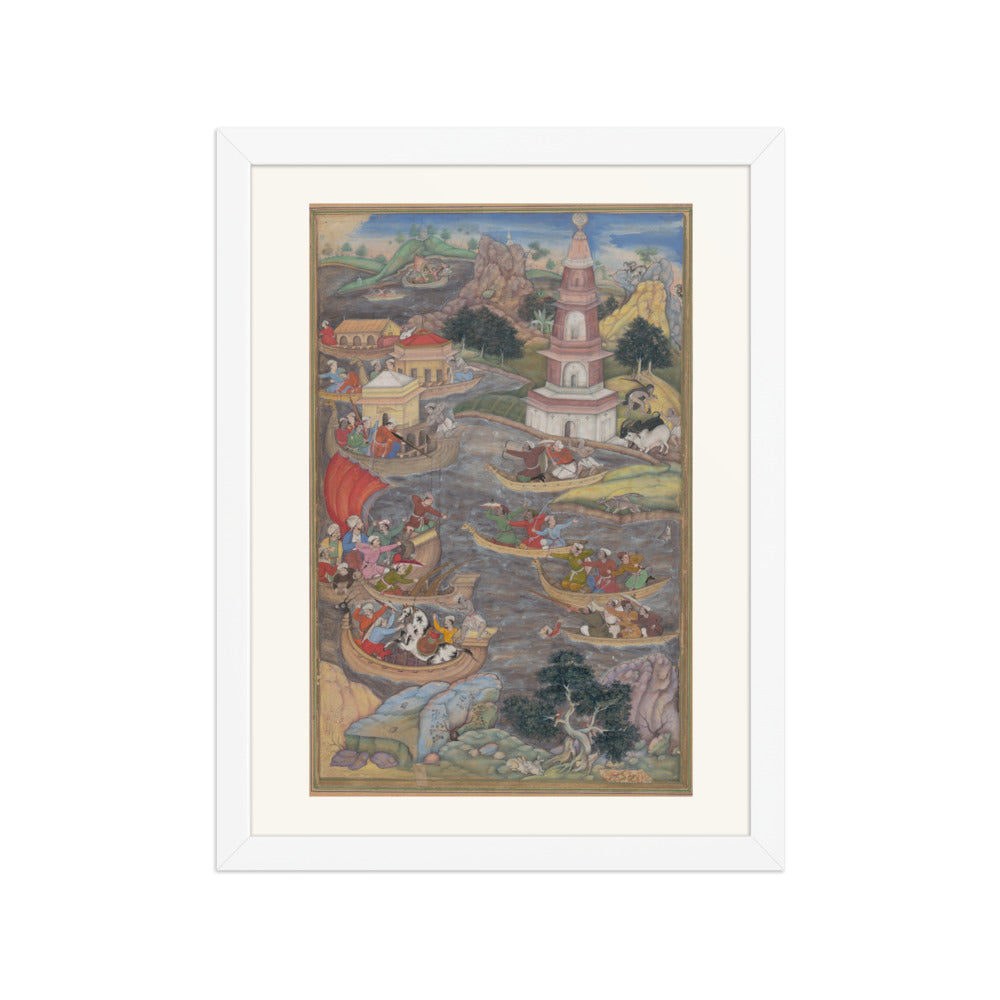 Alexander Fights a Sea Battle by Dharmadas, from Akbar's Khamsa of Amir Khusrau – Restored Mughal Wall Art — view 6
