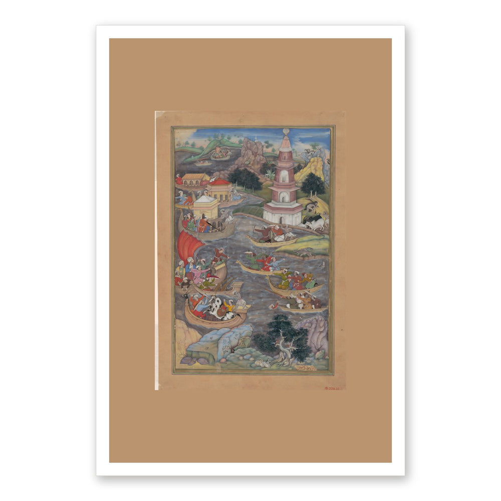 Alexander Fights a Sea Battle by Dharmadas, from Akbar's Khamsa of Amir Khusrau – Restored Mughal Wall Art — view 7