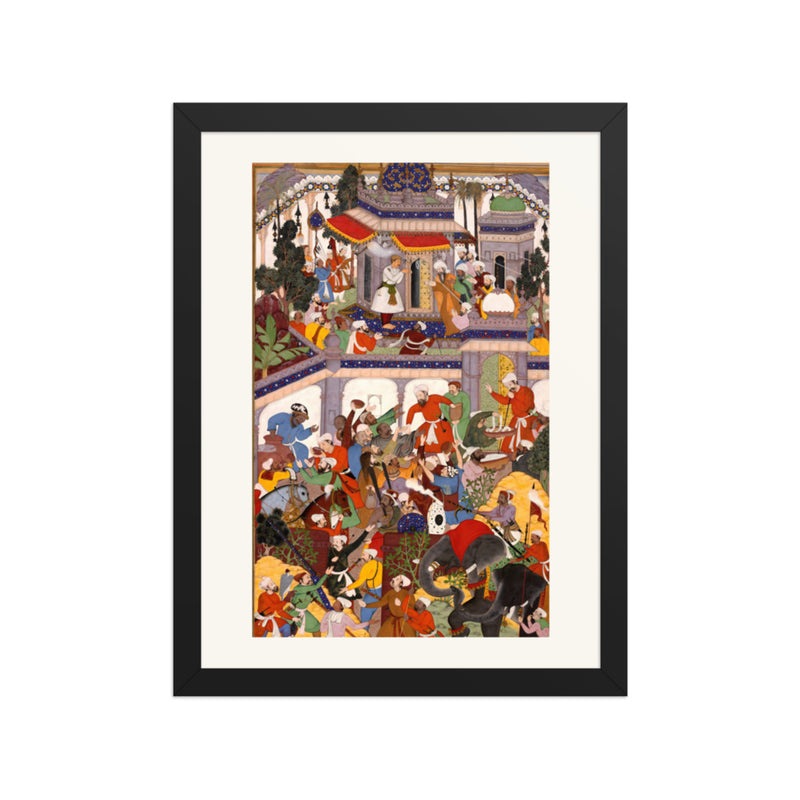 Akbar Visits the Tomb of Khwaja Mu'in ad-Din Chishti at Ajmer | Restored Mughal Wall Art