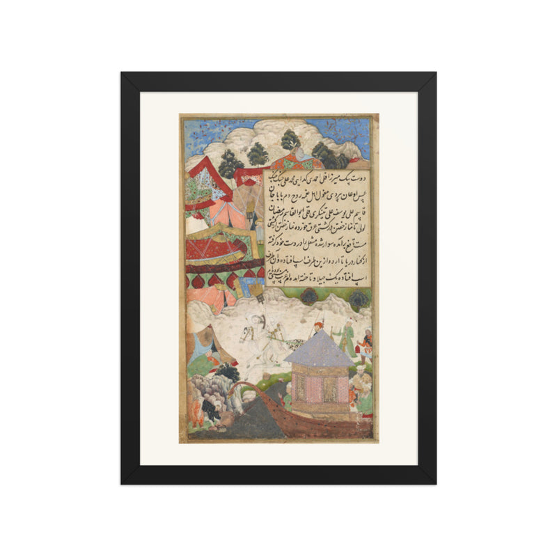 A Drunken Babur Returns to Camp at Night — Baburnama Folio | Restored Mughal Wall Art