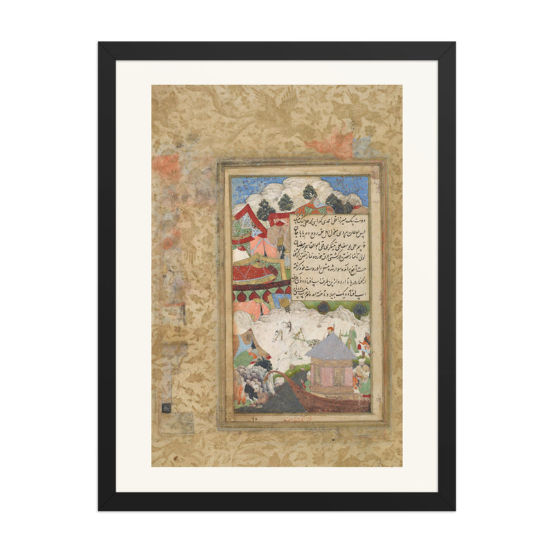 A Drunken Babur Returns to Camp at Night — Baburnama Folio | Restored Mughal Wall Art